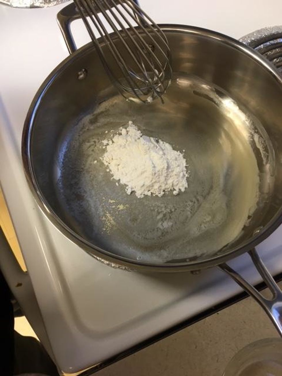 After the butter is melted add the 2 tbs of flour, then whisk together