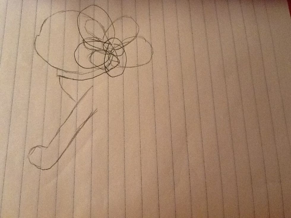 After the collar you have to draw a slanted line that curves not to far. Next you draw a diagonal line and a boot like shape at the bottom and curve it around the other side.