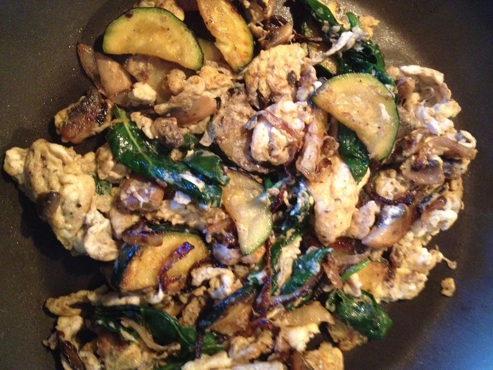 After the egg is done cooking. Turn off stove. Remove from heat.