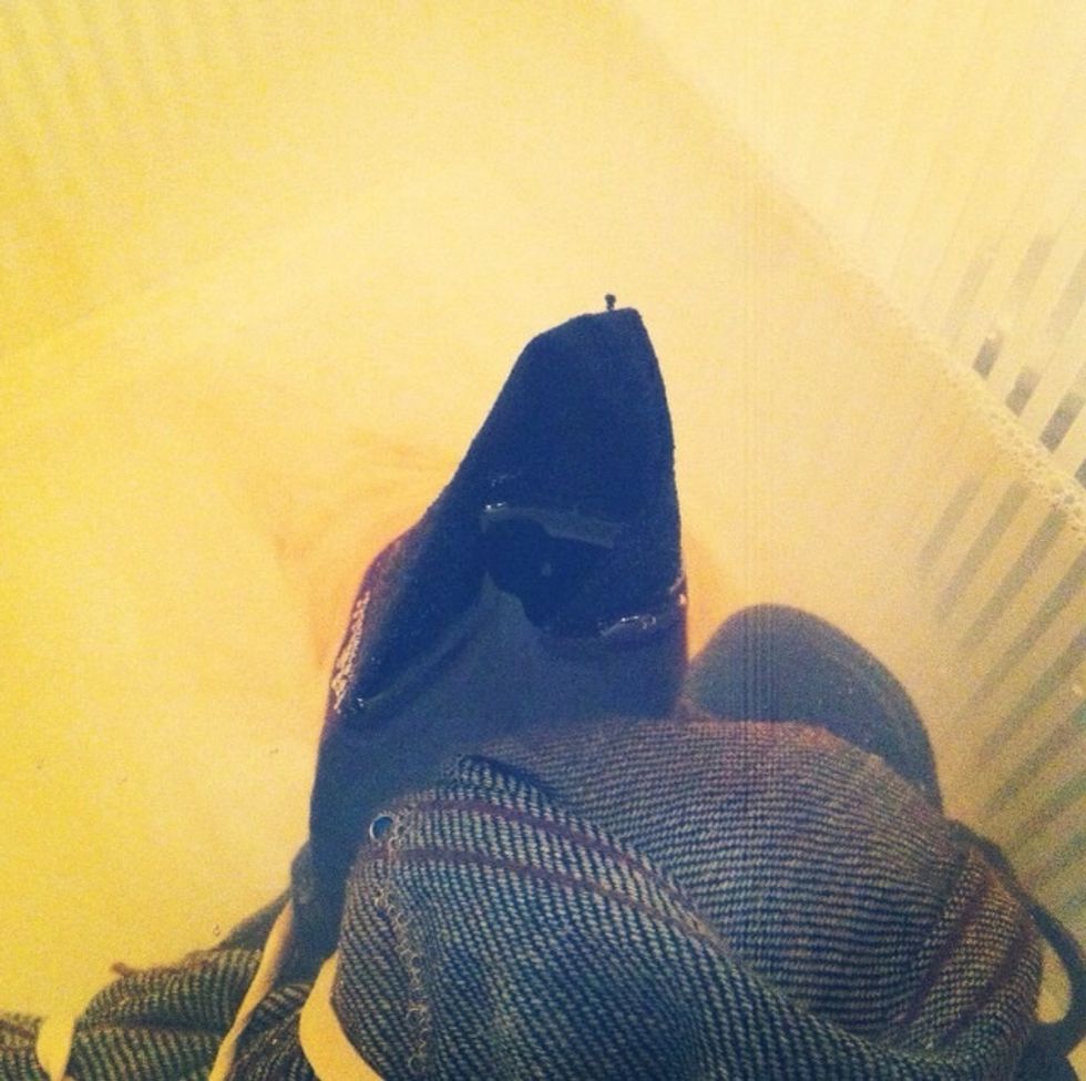 After the first 30 minutes, you should start to see the dye expel from the denim. Flip the bundle over and let the other side soak for another 30 minutes.