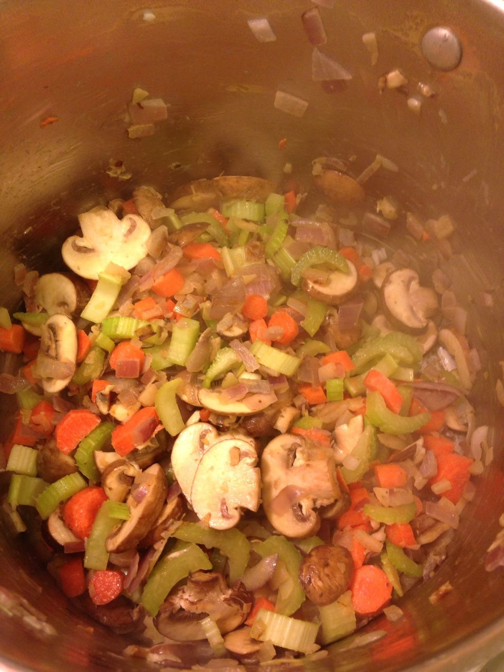 After the five minutes add the other veggies and cook another 5-7 minutes and adding all Of your spices
