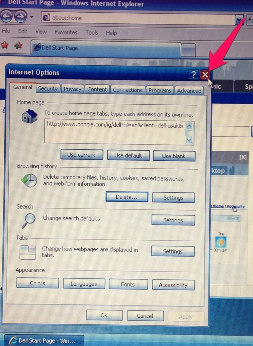 After the folder finishes emptying it returns to this window. Close the window and return to browsing the Internet