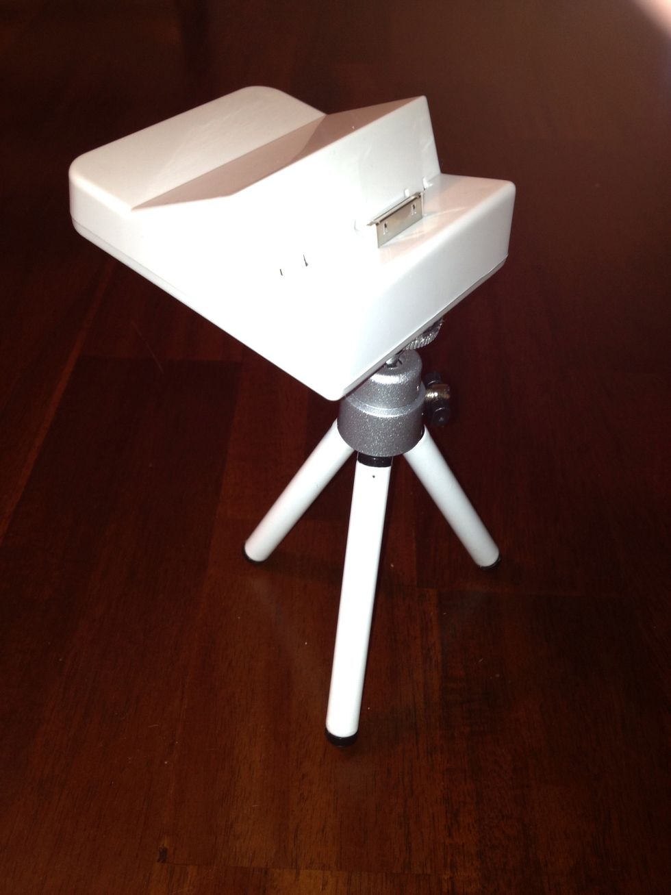 After the glue sets, thread the tripod back into the silver connector piece and...