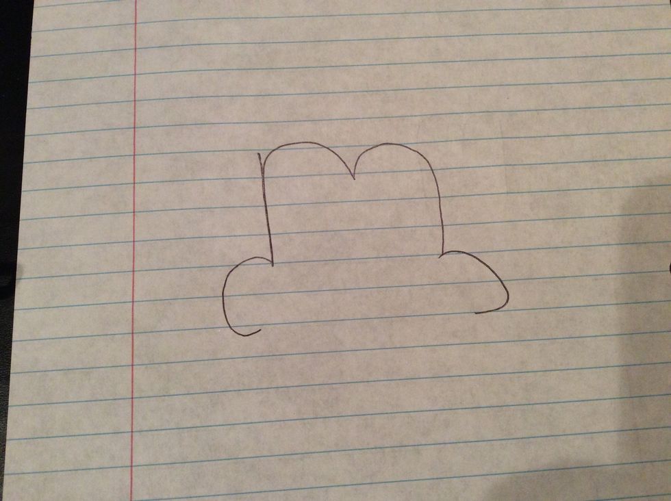 After the M draw 2big cheeks on both sides of the M