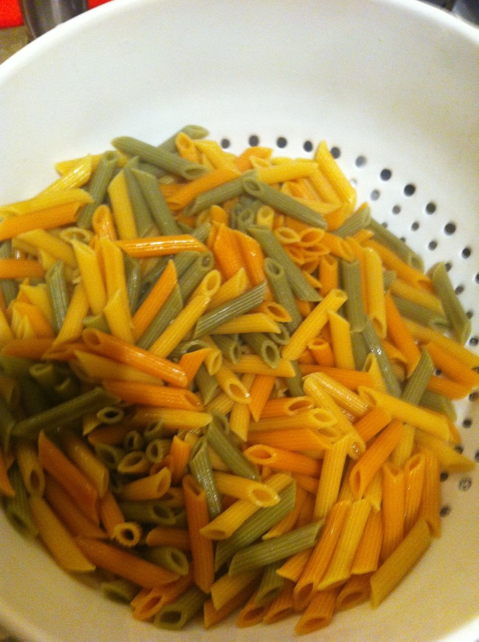 After the pasta is boiled put it in a bowl
