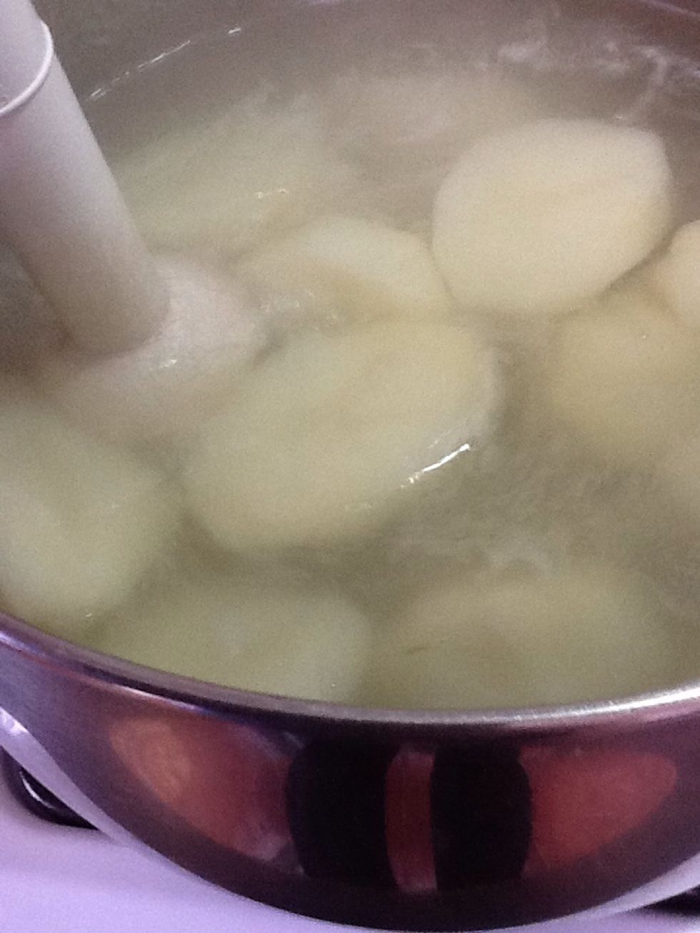 After the potatoes done mashed. you have now the broth of the potatoes.