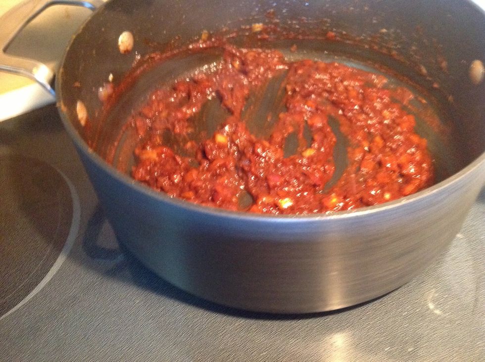 After the spices it should look like this