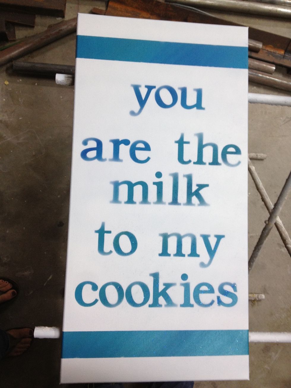 After the spray dried, I gently took off each letter and the tape. VOILA!! I hope they like it! (the spray leaked underneath a bit, but it gives it a softness that wasn't predicted!)