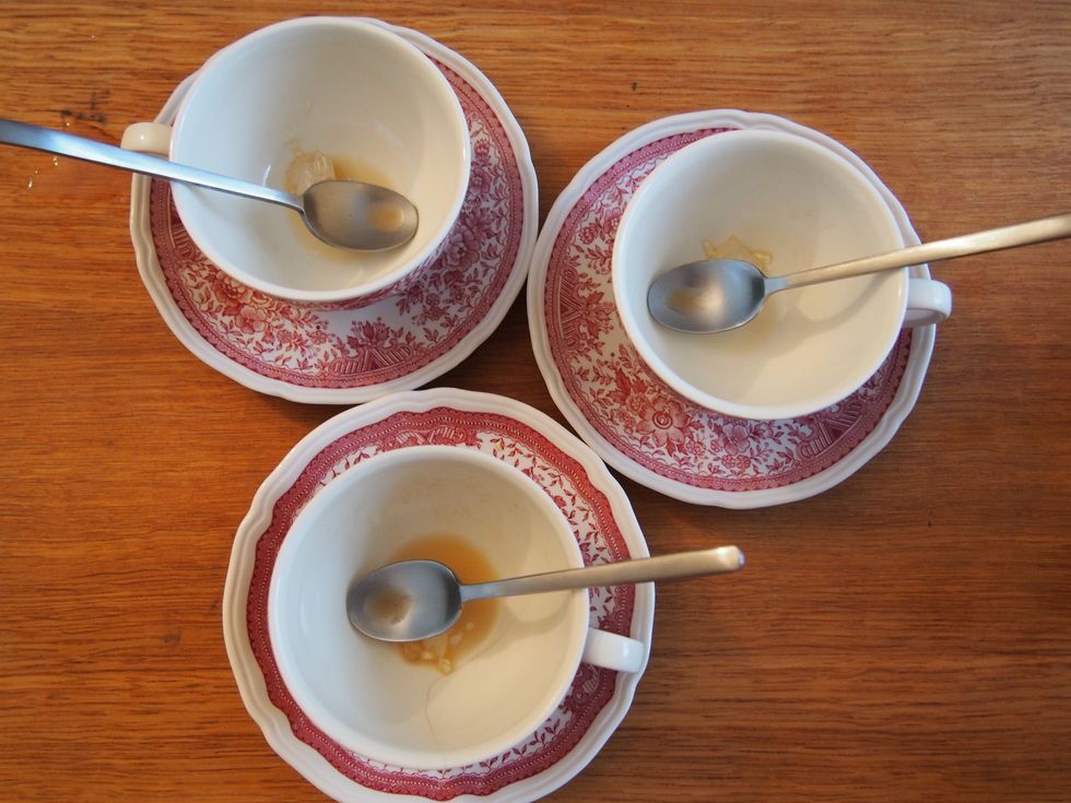 After the third cup you may place the tea spoon into the cup. This means: "I wouldn't like to have any more tea".