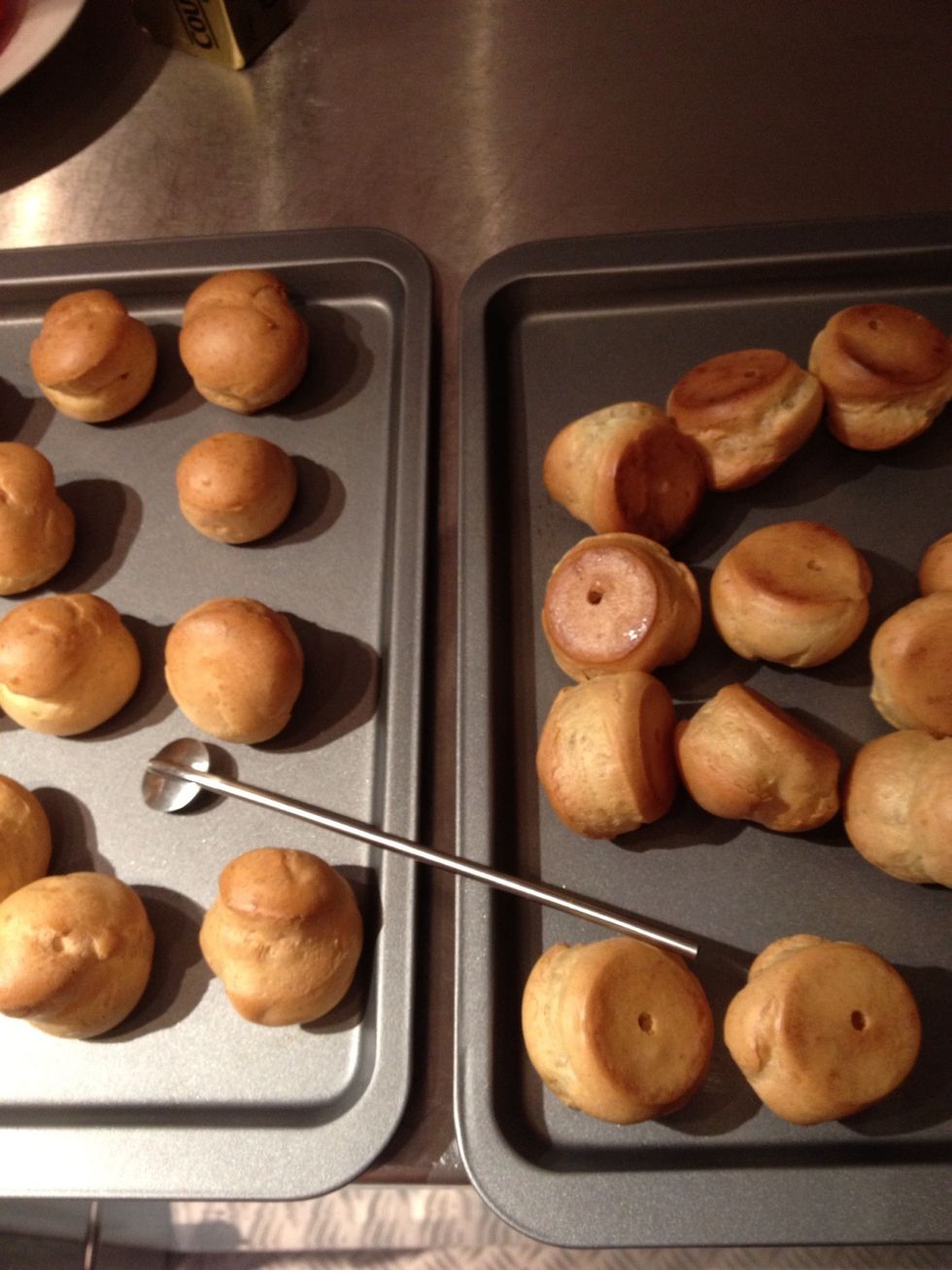 After the time is up poke a hole underneath and return to the oven.