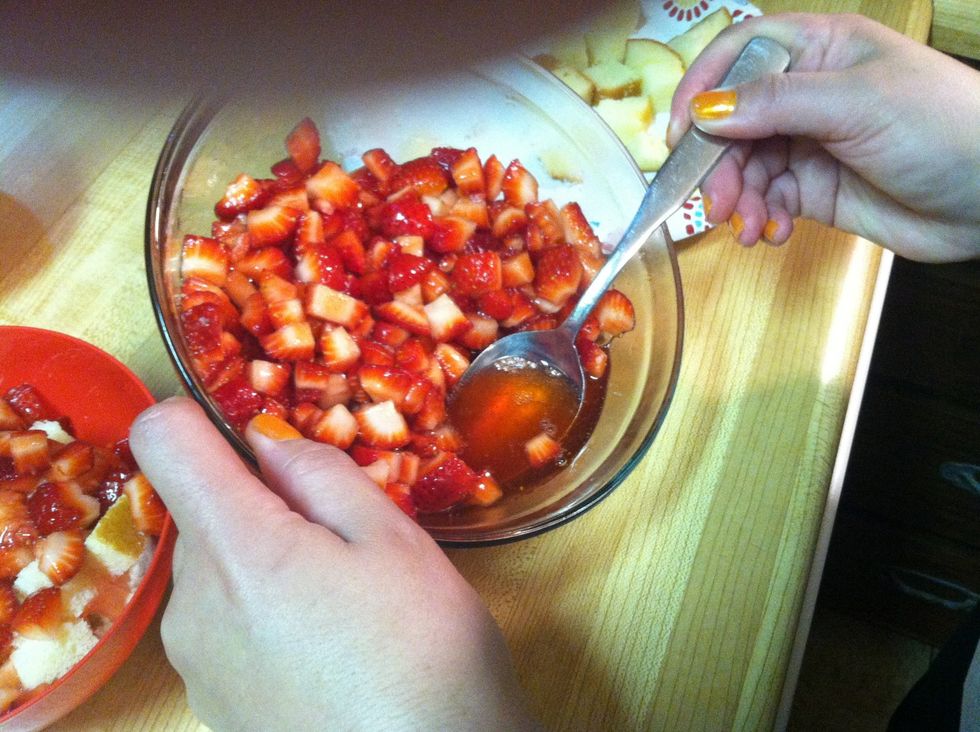 After the "time out" in the fridge, you'll see the magic! The sugar helps the strawberries let go of their natural juices to create a strawberry sauce! So much better than frozen or canned!