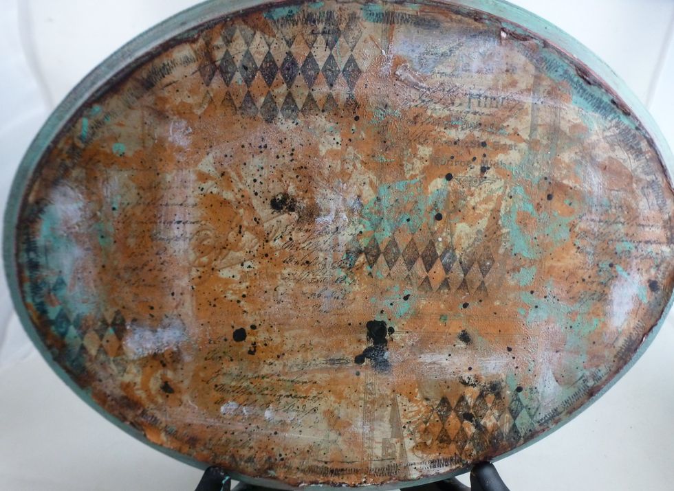 After the top coat, let dry thoroughly. Now we are ready for the embellishments.