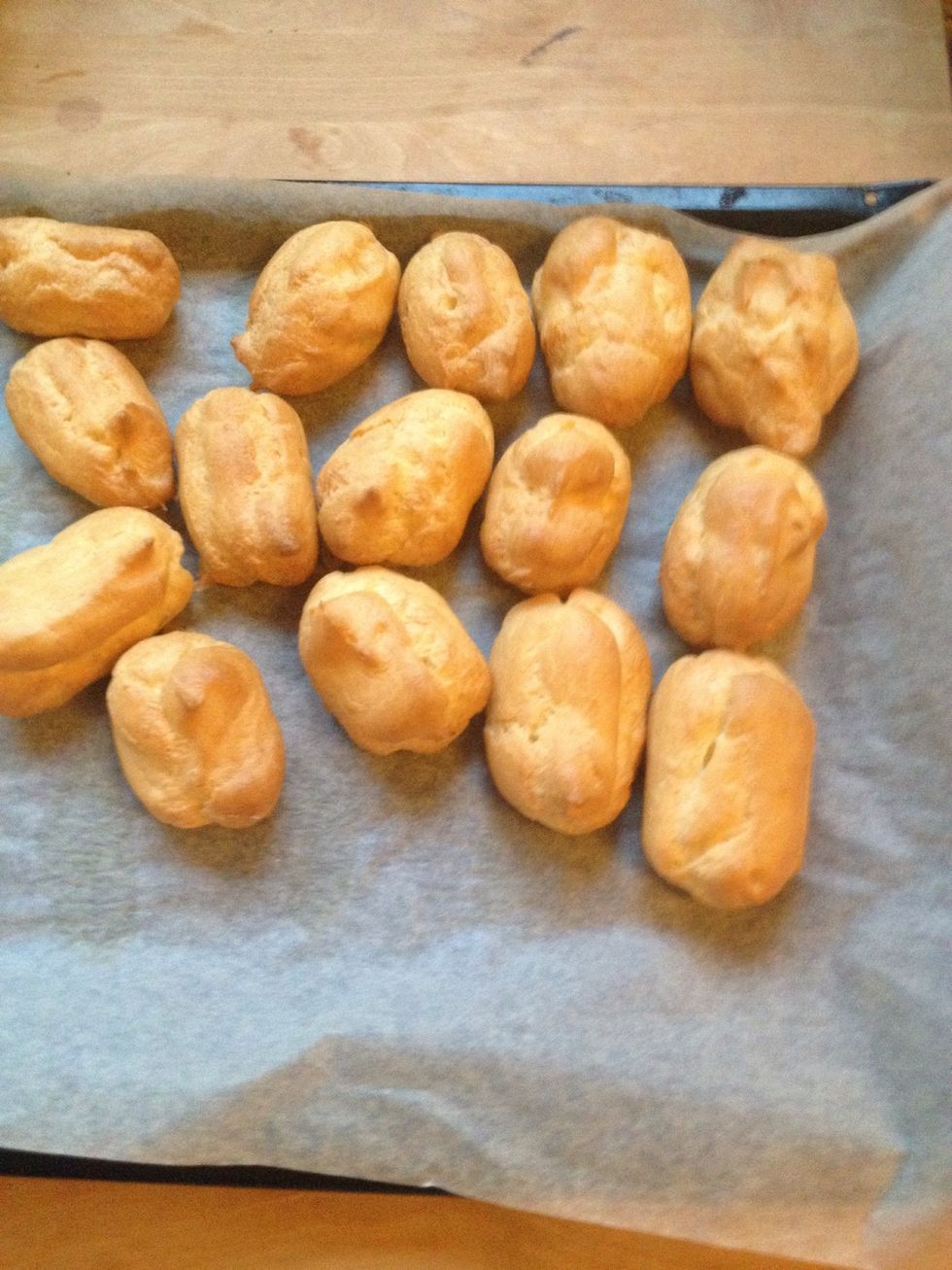 After they are done, either turn off the oven and open the door a bit, so they cool down slowly, or take them out and cut a slit in the side to let the steam out.