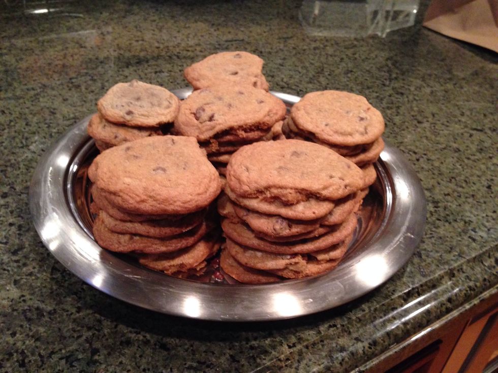After they cool they get hard and you can stack them on a plate and stack them on top of one another.