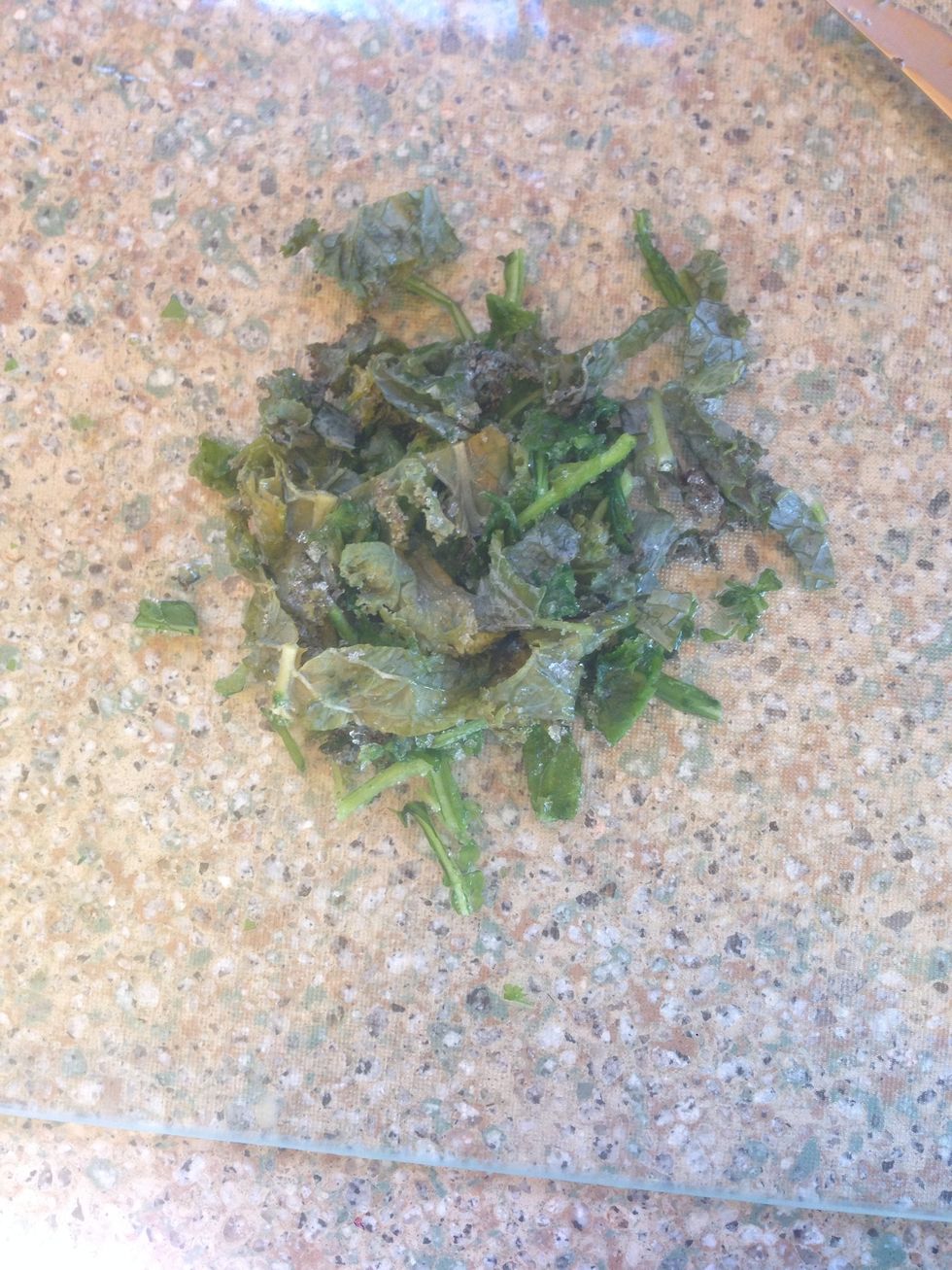 after they're chopped.. it's really important to not just throw them in whole because you might get a huge chunk of kale in your smoothie. unless you like that sort of thing\ud83d\ude0b