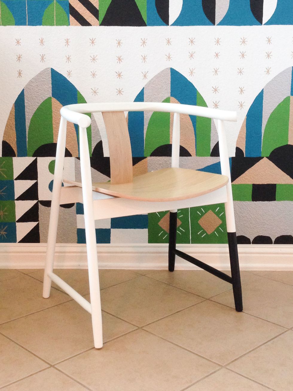 After! This cute wooden chair that my son picked out for his room was given a little more style in the matter of minutes. For more tips, check out Glidden's blog at http://MyColortopia.com