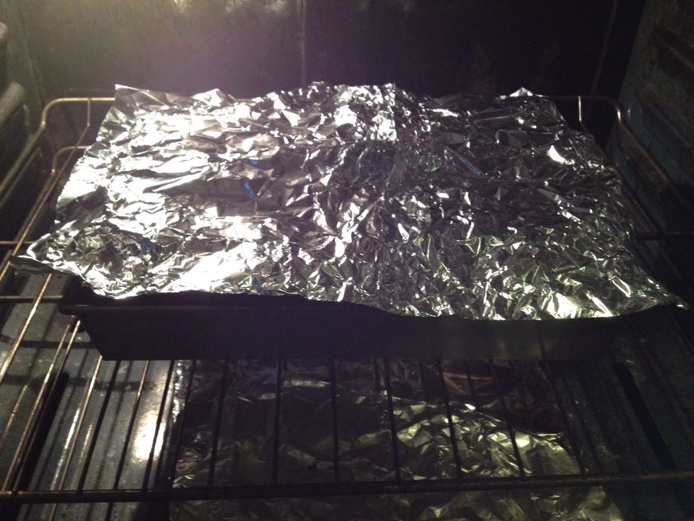 After this time, cover it with foil and turn the oven up to 425 F for 35 minutes.