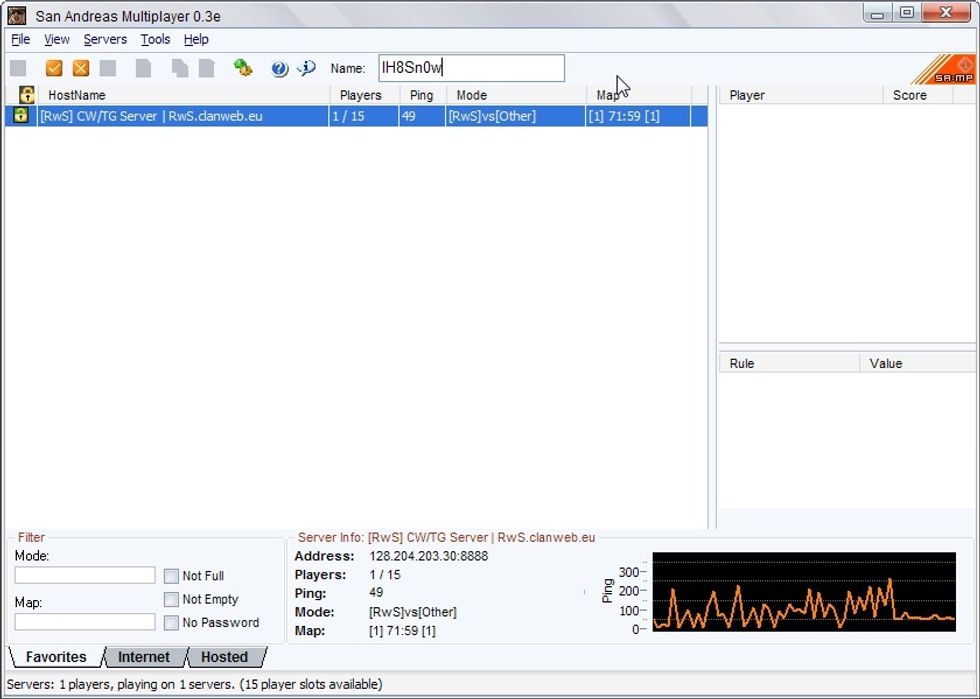 After this you have your favorite server on first page, to play double click on server