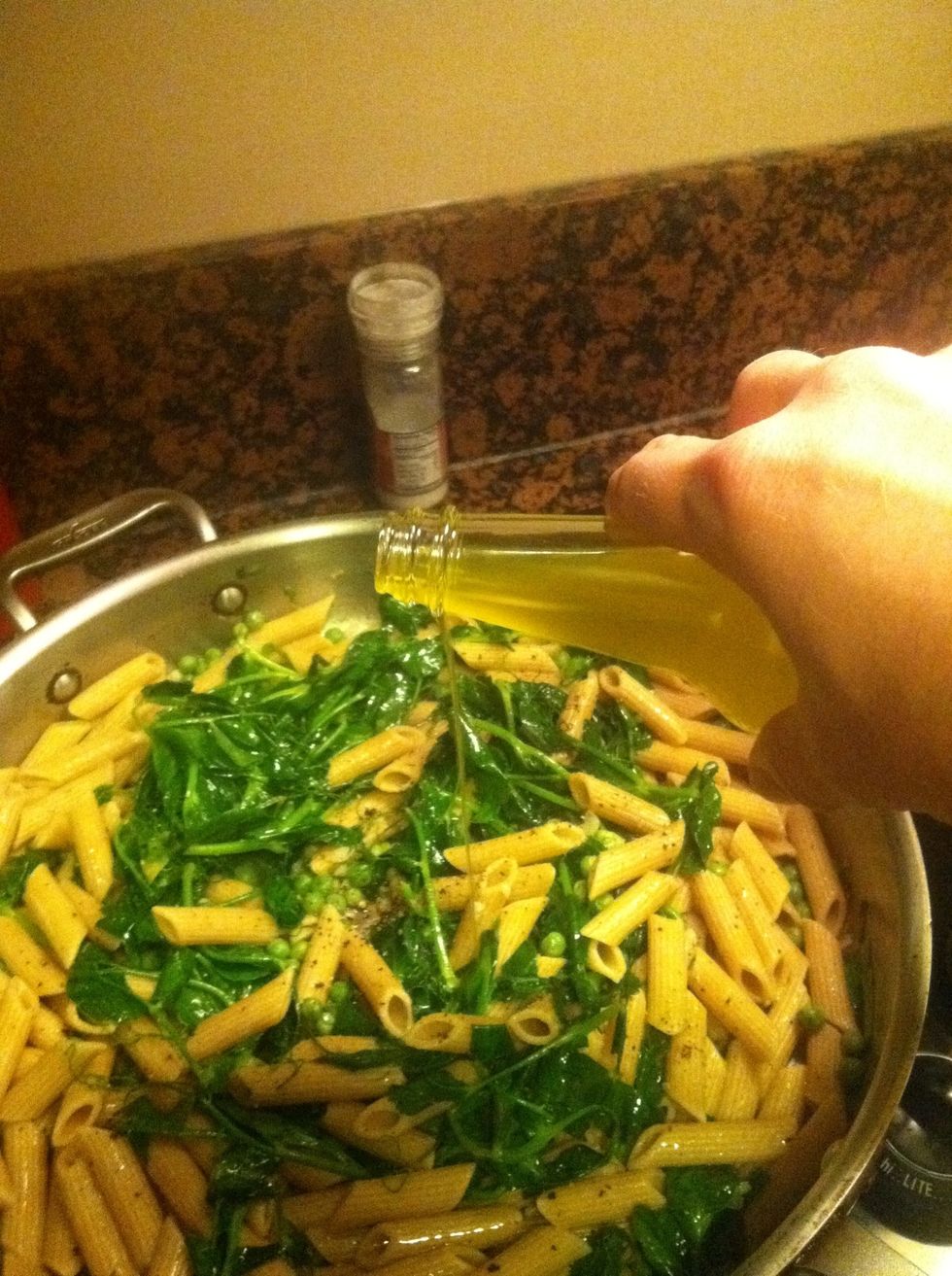 After turning off the flame, pour a little finishing oil in and adjust the seasoning to taste. You could try substituting a little butter if you wanted to make it richer.