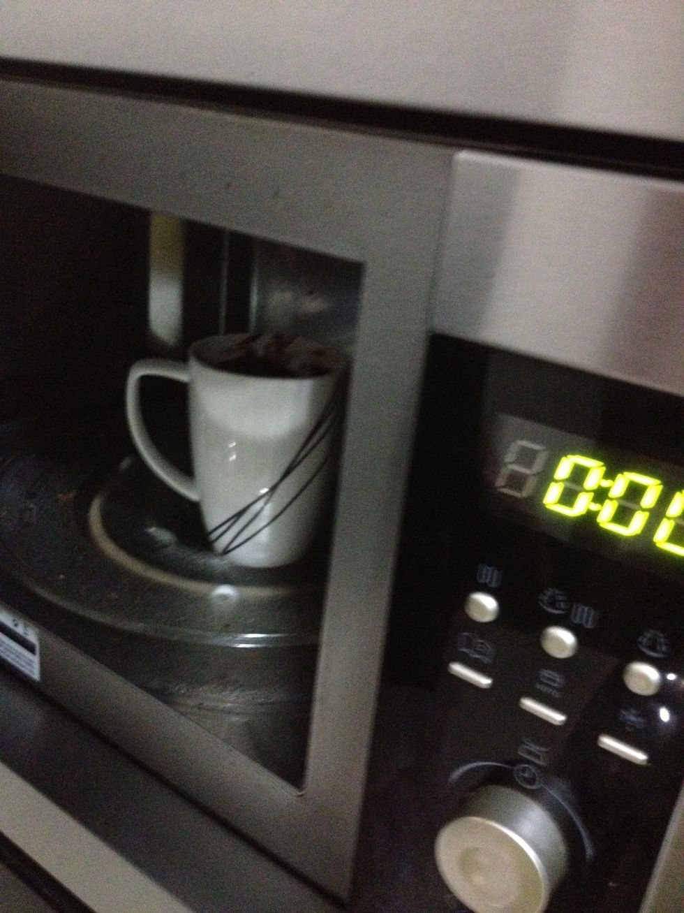 After two minutes.... Be careful! Your mug would be pretty hot!