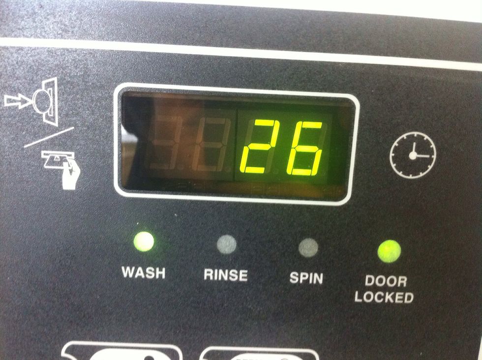 After u load everything it will show minutes the wash will take place. Here it is 26 mins
