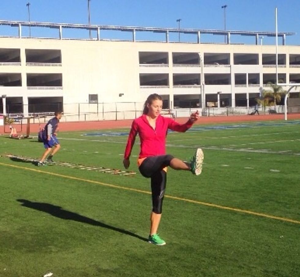 After warm up do a series of Dynamic Stretches.