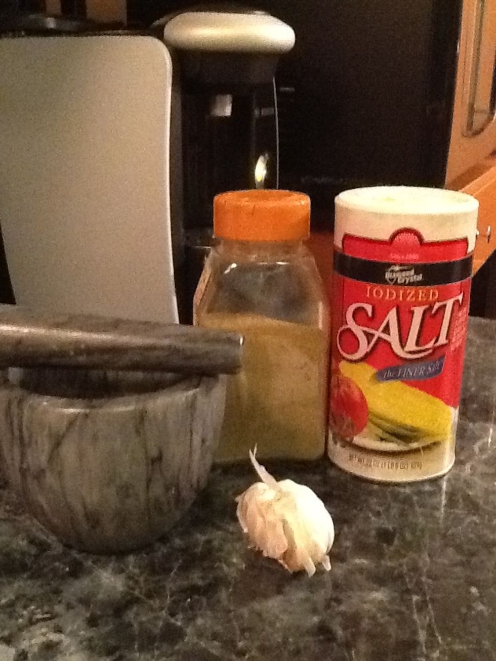 After we are done making slits into the pork shoulder. We will make the marinade.