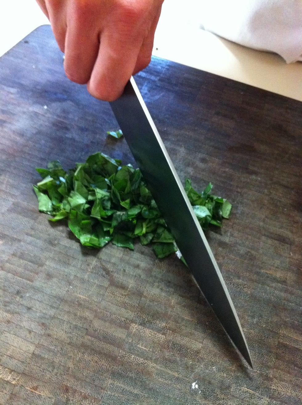 After, we chop a few times through to get a finer cut.