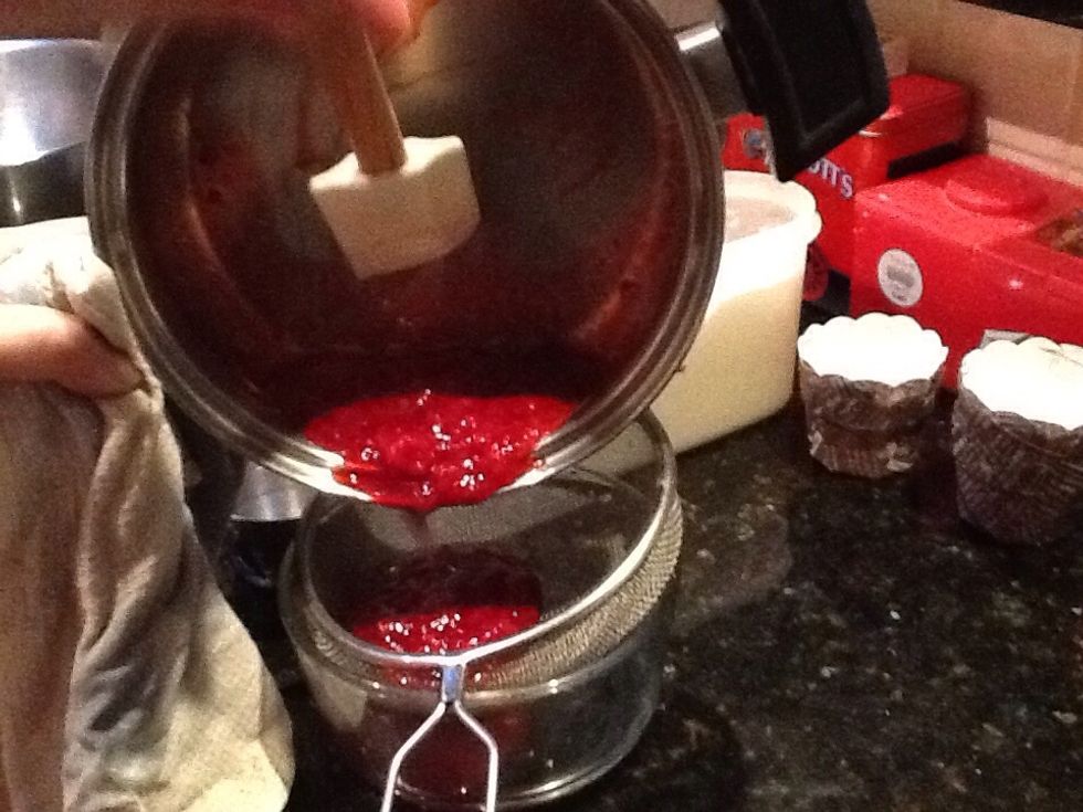 After whisking pass the pur\u00e9e through a sieve and return to the pan over low heat