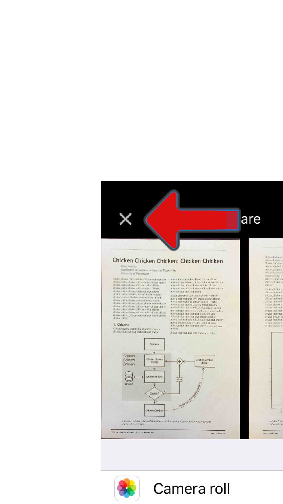 After you are done with the PDF or images of the scanned pages. Click on the cross on the top left corner.