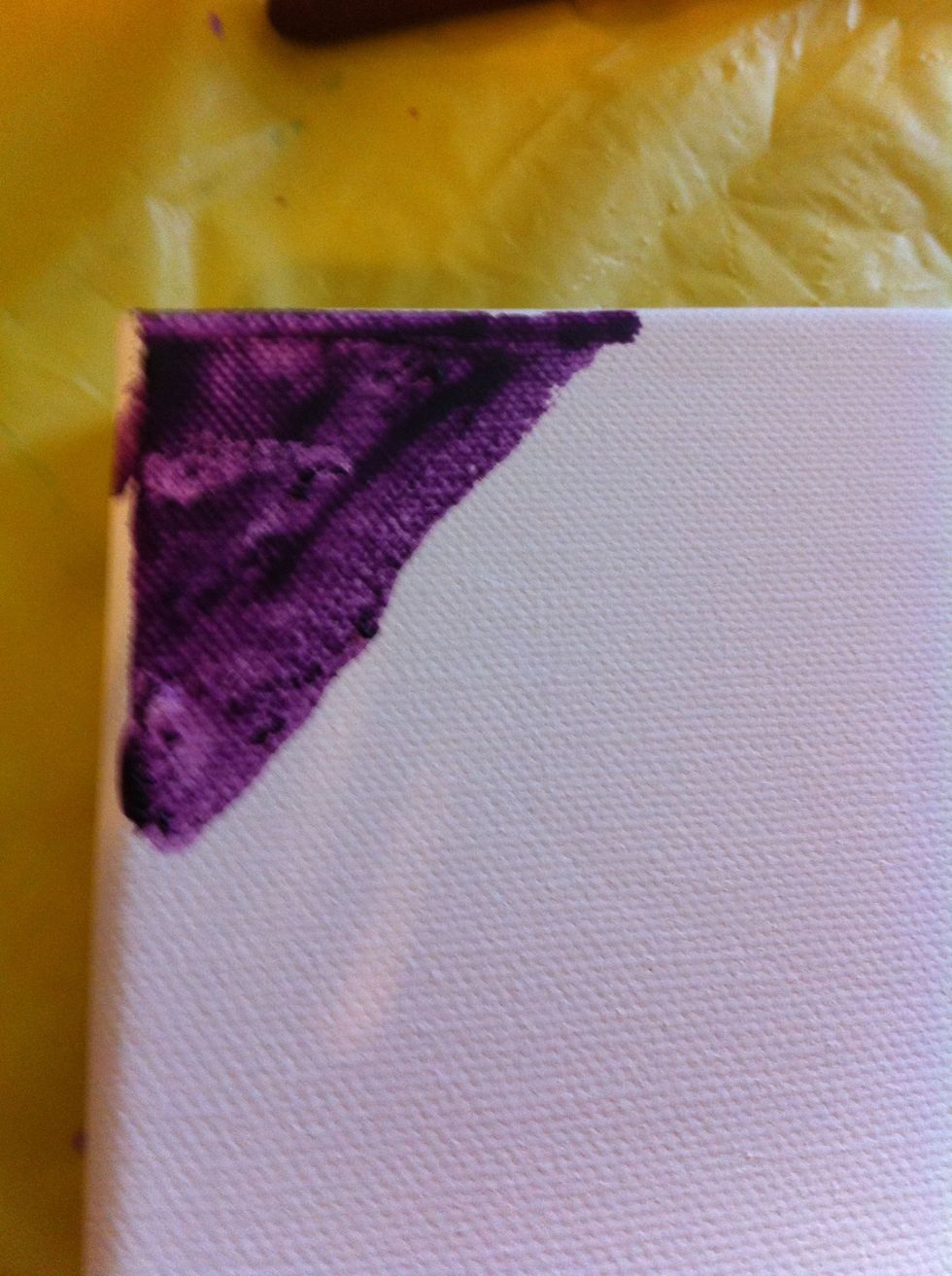 After you blow dry it this is what it should look like. Continue blow drying the crayons on your canvas!
