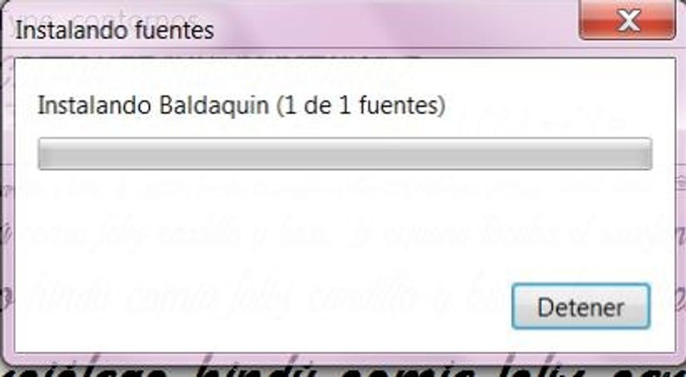after you click on the button that said download this will appear, this show that you are or have installed the font correctly, now you have to wait until it is installed.