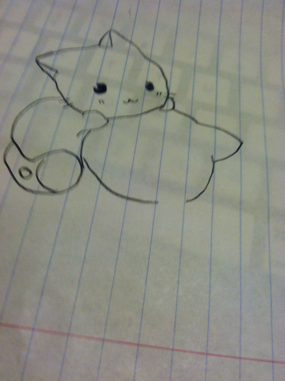 After you draw the body, then draw the other cats head.