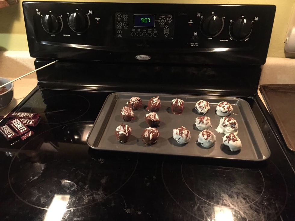 After you drizzle on the chocolate chill them again for an hour