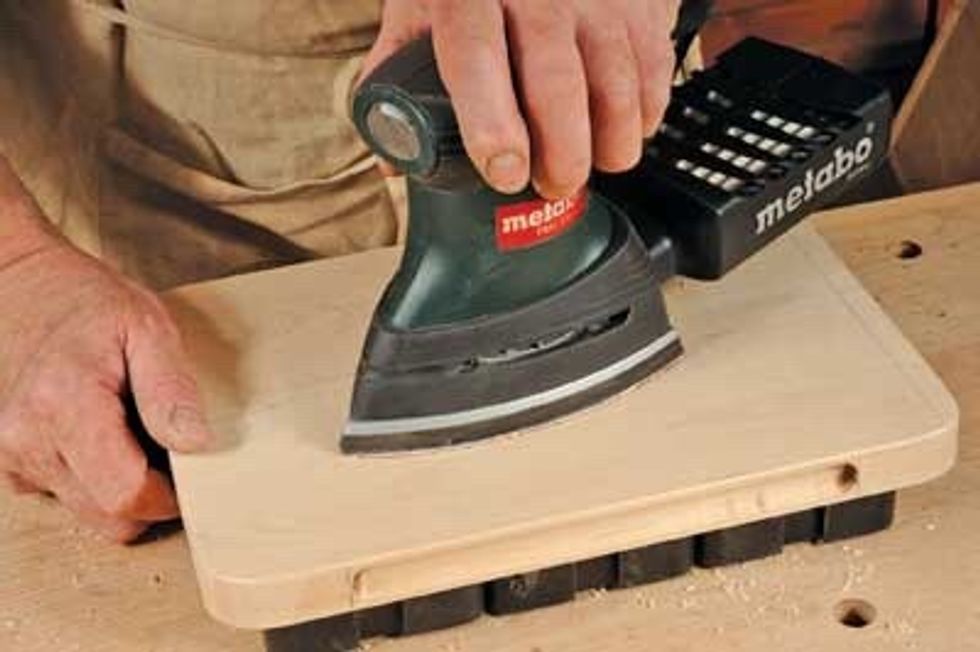 After you finish cutting the dowels if you want it nice and smooth you will have to sand it down with a palm sander witch should take about 20 minutes