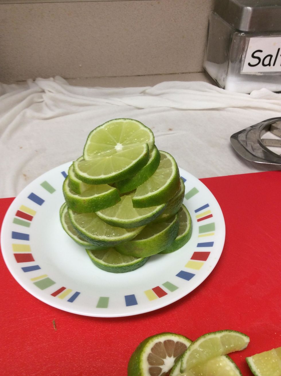 After you had cut them all to half moons, just stack them up one onto another until it stays up and creates some sort of mountain shape.