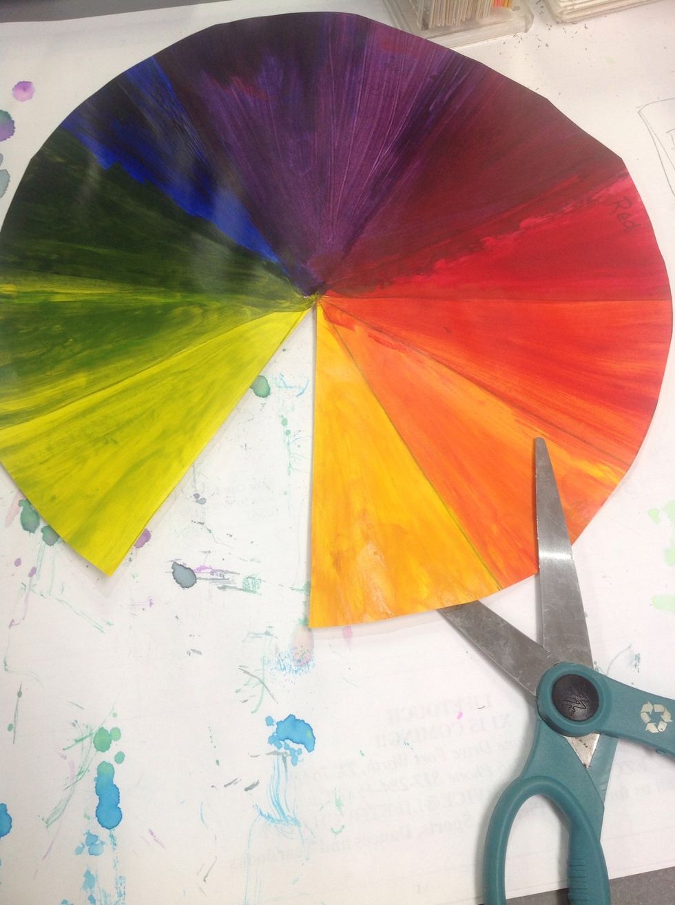 After you have a plan, cut out one section of one color wheel. *We are only cutting shapes from ONE color wheel.