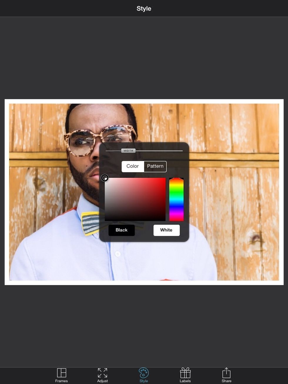 After you have chosen the photo you want to post, you can leave the border around it, or hit (style) to change the look. I often remove the border to get a better feel of the photo I am posting.