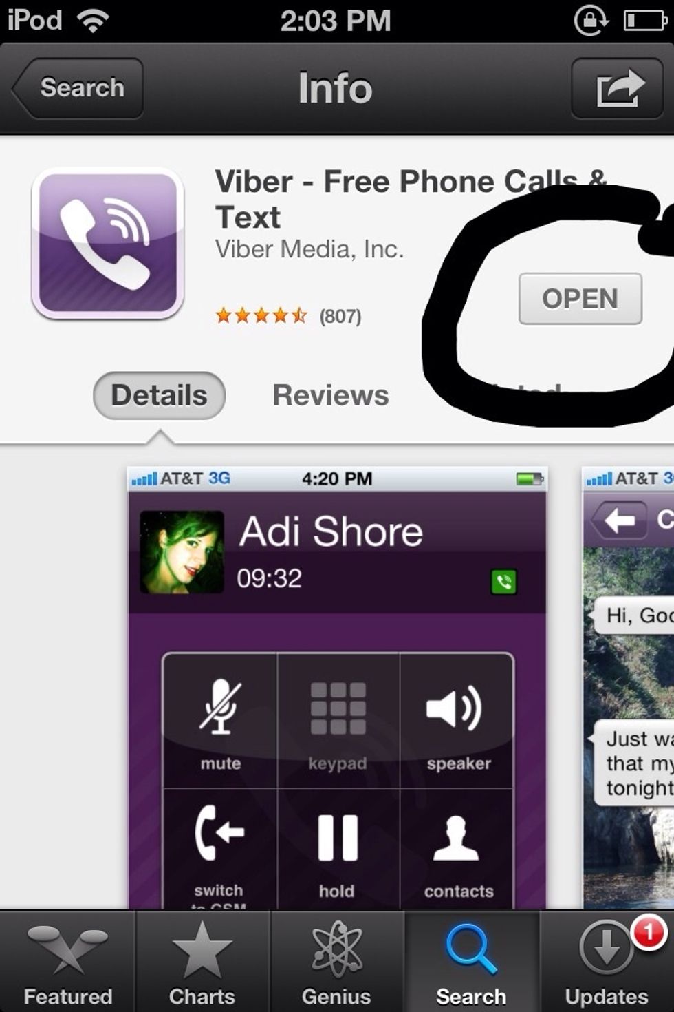 After you have chosen Viber, now tap on Install. Here in the picture i have ( Open ) because i already have it .. But you, just tap install and write down your username and password.