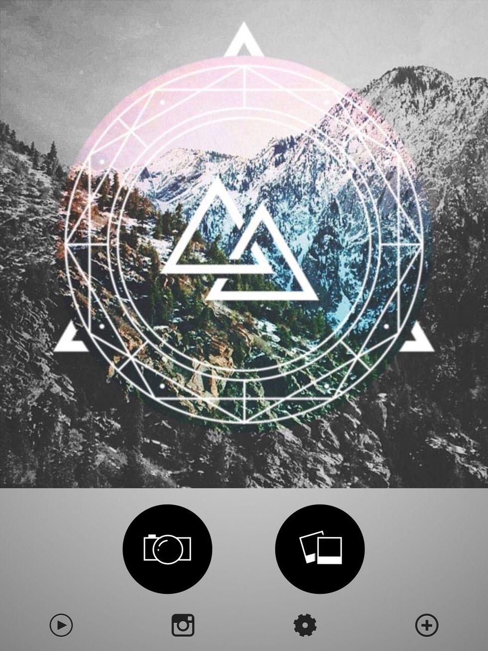 After you have download the app, you will want to choose a button. The camera is for selfies and what not, and the 2 pic button is to pick from your camera roll or albums.