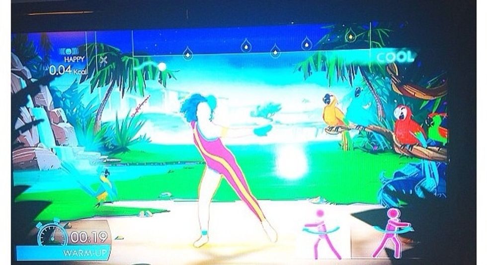 After you have eaten and your protein pancakes have digested, play just dance (just sweat) or do your normal workout ^.^