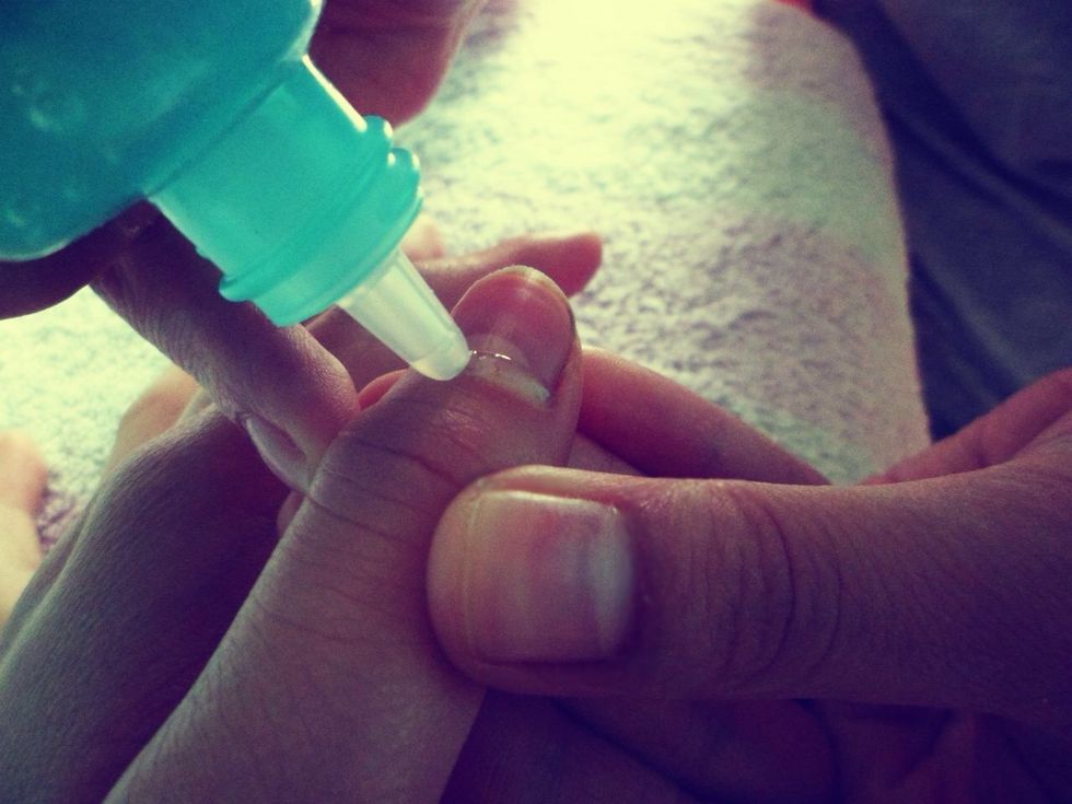 After you have filed your nails, apply your cuticle treatment onto your cuticles. \u2728