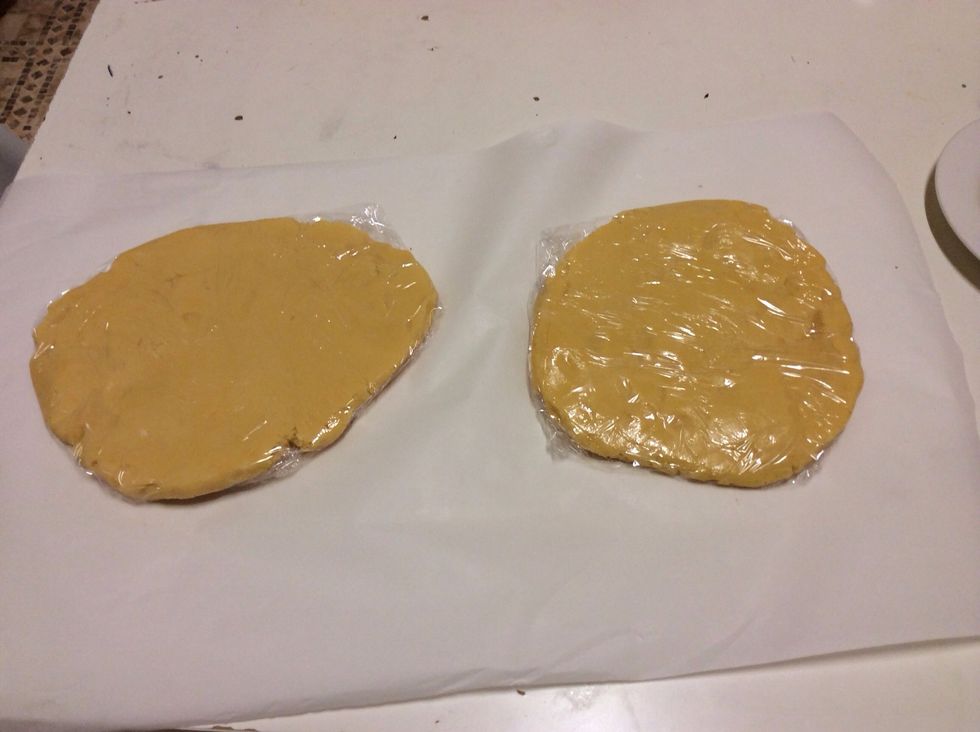After you have kneaded them into flat discs cover them with plastic wrap and refrigerate for 1 hour.
