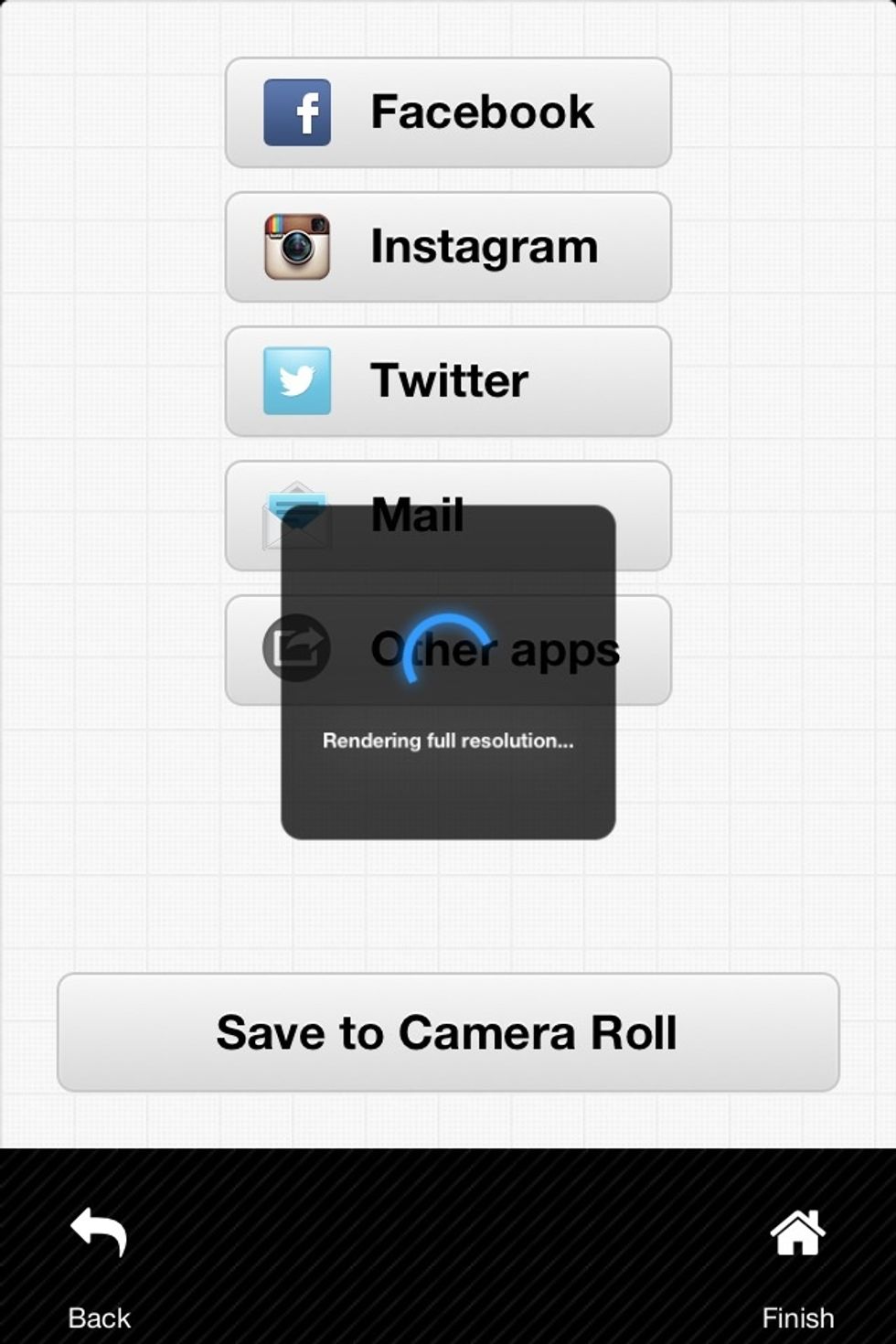 After you hit 'done' poshlight will blend a high resolution photo with the effect you just created, you can then share to social network and impress your friends!