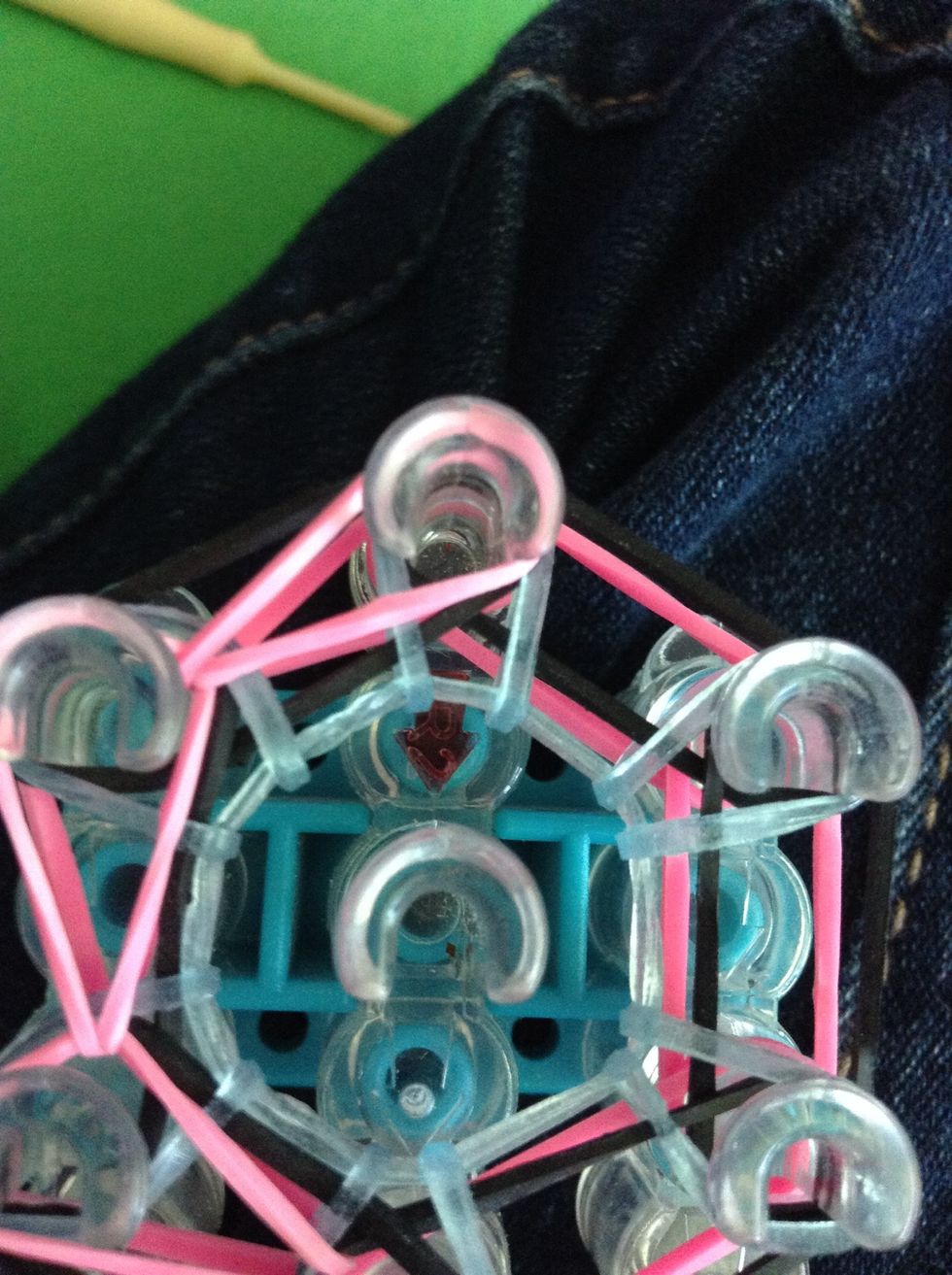 After you hook that one you go back to the one we started to do this from and grab the bottom one and continue around.