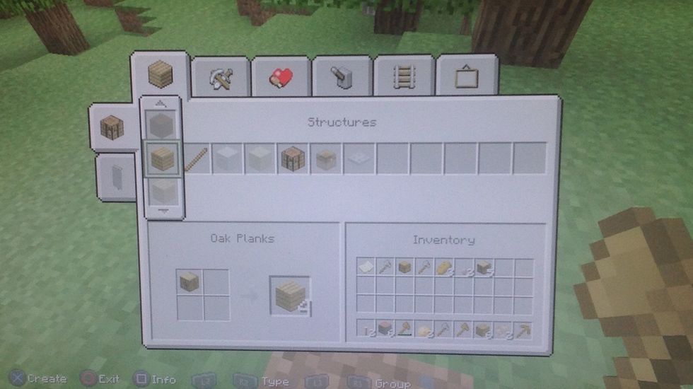 After you know you have enough you'll have to turn a few logs into wooden planks. Unless you want a completely covered log cabin.