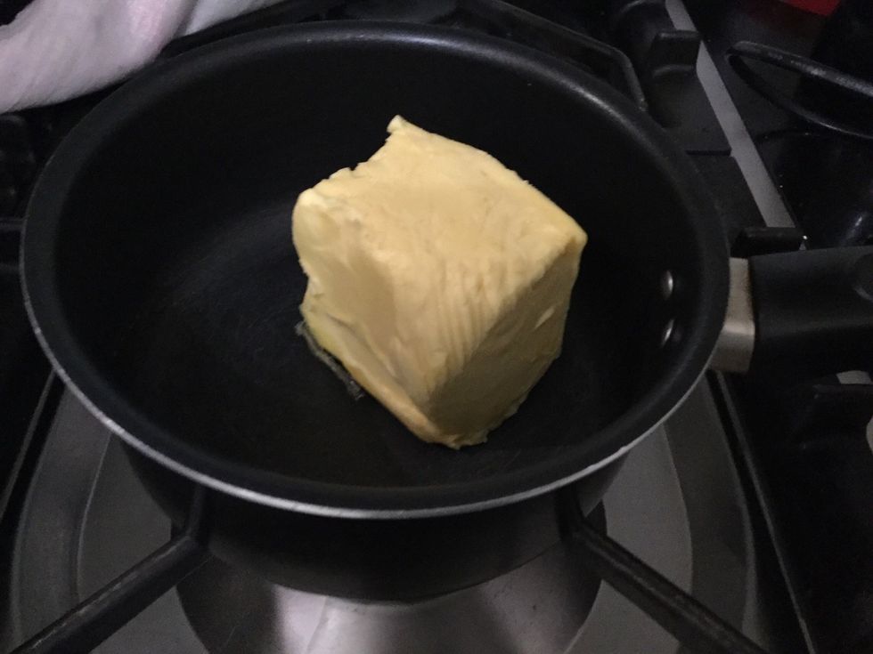 After you measure the 90 grams you can boil the unsalted butter into the pan