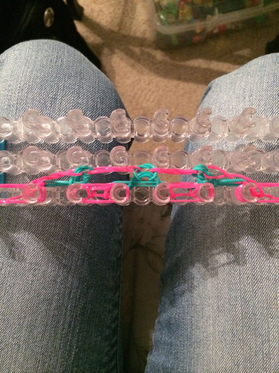 After you place the bands go ahead and loop over all the bands on the bottom.