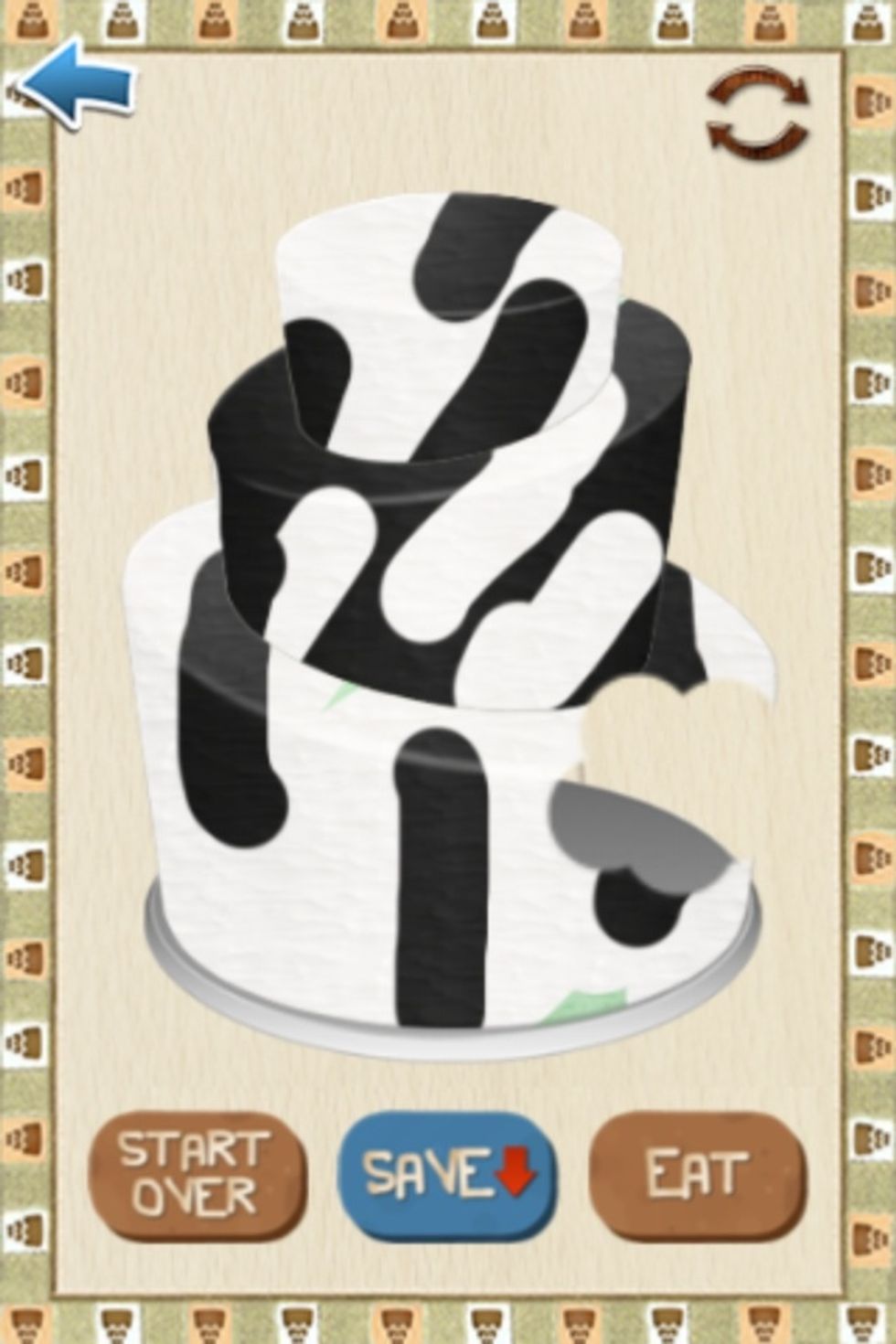 After you press eat tap the cake and it will start to be eaten.