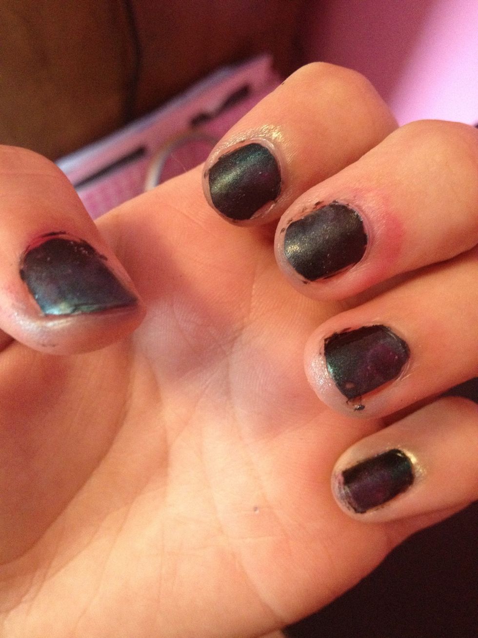 After you sponge your preferred amount on, you should have this dull looking night sky colour.